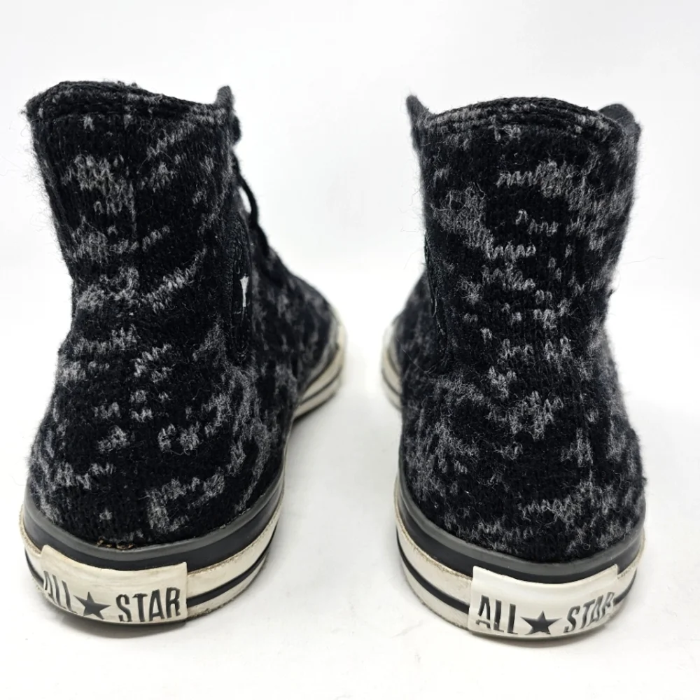 Converse AllStar Chuck Taylor Sneakers Black Grey RARE Knit Sweater Men Size 6.5 - Picture 6 of 12